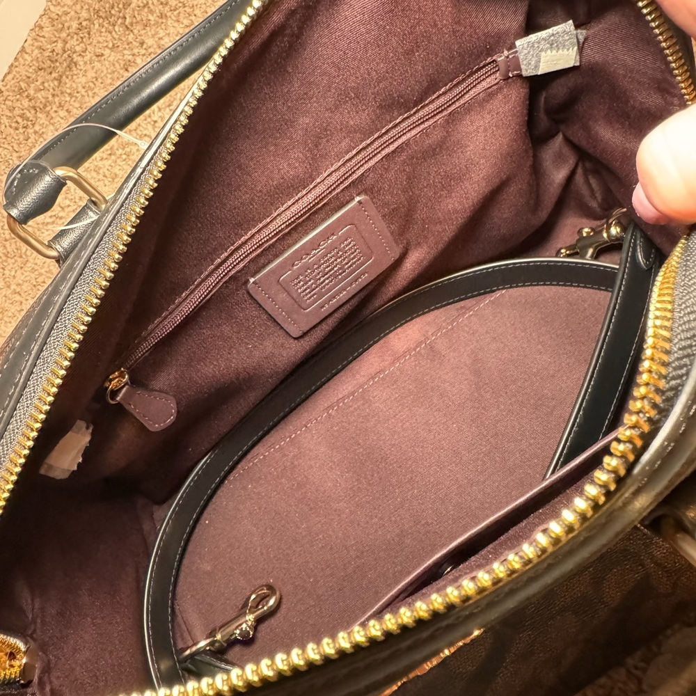 Coach Brown and Black Signature Dome Satchel - Picture 6 of 11